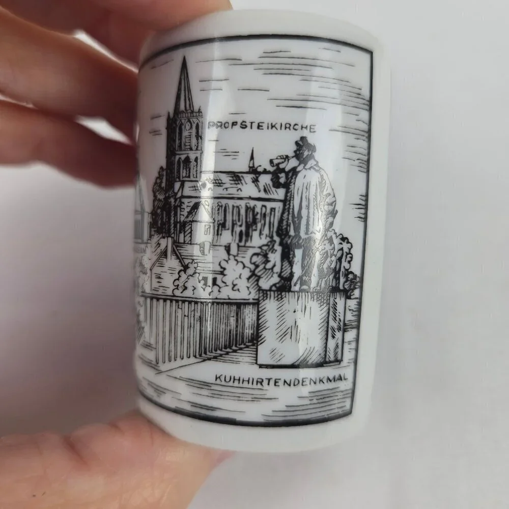 Royal Porzellan Set of 3 Bochum German Shot Glasses and Matching Miniature Plate